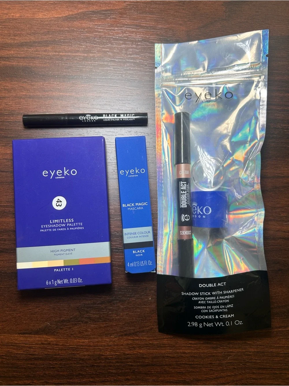 Eyeko Makeup Set - Holographic, Blue, Purple & Black Packaging